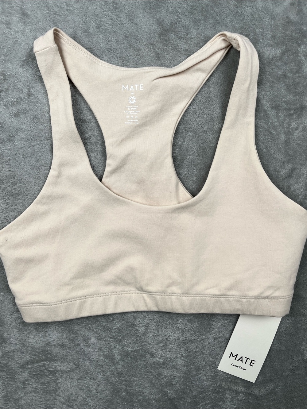 NEW MATE the Label M Organic Cotton Ivory Racerback Bra